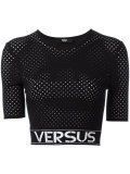 logo sheer cropped top