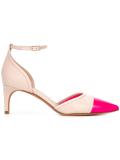 contrast toe cap pumps