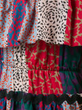 strapless multi-print dress