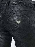coated slim fit trousers