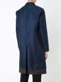 contrast panel long single breasted jacket