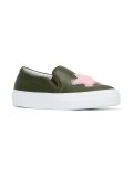 fur patch slip-on sneakers