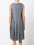 square print pleated dress