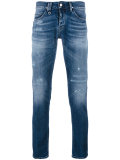 distressed slim-fit jeans