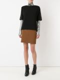 leather panel blouse