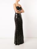 sequined strapless gown