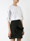 ribbon sleeve crop top