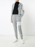 striped detail zipped hoodie