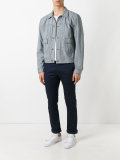 logo embroidered striped jacket