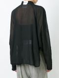 semi sheer cropped button down shirt