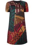 multi print shift dress