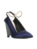 metallic ankle strap pumps