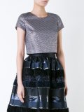 woven effect crop T-shirt