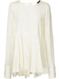 ruffled semi-sheer blouse