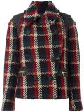 double-breasted checked jacket