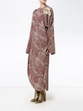 floral applique draped dress
