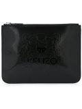 embossed logo clutch