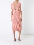 pleated rib v-neck dress