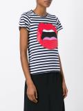 mouth print striped T-shirt 