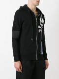 skull stripe print hoodie