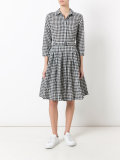 checked flared shirt dress