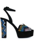 Suede Crystal Embellished Platform Sandals
