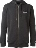 zipped-up hoodie