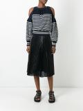 striped cold shoulder top