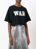 'war' print cropped sweatshirt