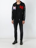 patch detailing hooded bomber jacket