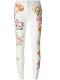 painted flower print jeans