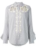 striped lace detail shirt