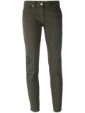 leaf patch skinny trousers