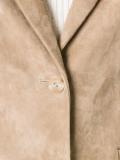 three-quarters sleeve leather blazer