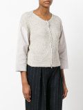 suede sleeve zipped top