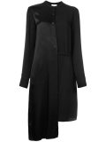 asymmetric satin shirt dress