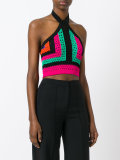 cropped knitted halterneck