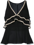 vest with contrast colour neck and frill detail