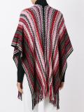 zig-zag fringed knit poncho