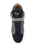 chain-trimmed mid-top trainers