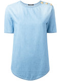 buttoned shoulder denim T-shirt