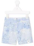 baroque print striped shorts