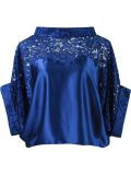 lace panel crop blouse