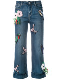 knitted patches cropped jeans