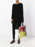 brushed print flat tote
