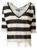 lace detailing striped jumper
