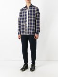 topstitched patchwork checked shirt