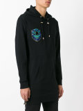 embroidered side zip hoodie