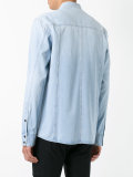collarless denim shirt