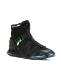 lace up and buckle high top sneakers